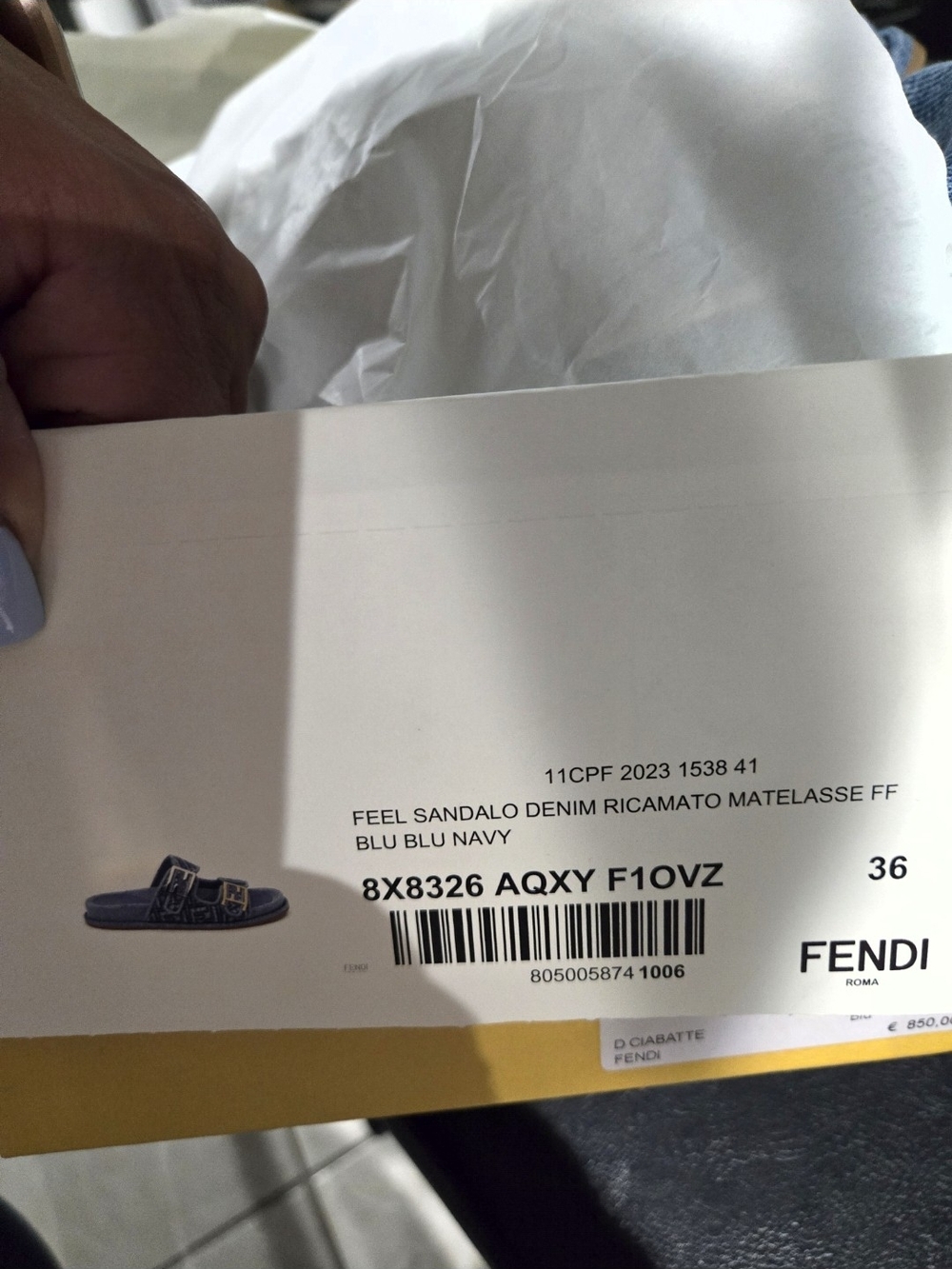 Fendi Women's Denim Blue Monogram Double-Buckle Slide Sandals - Picture 9 of 10